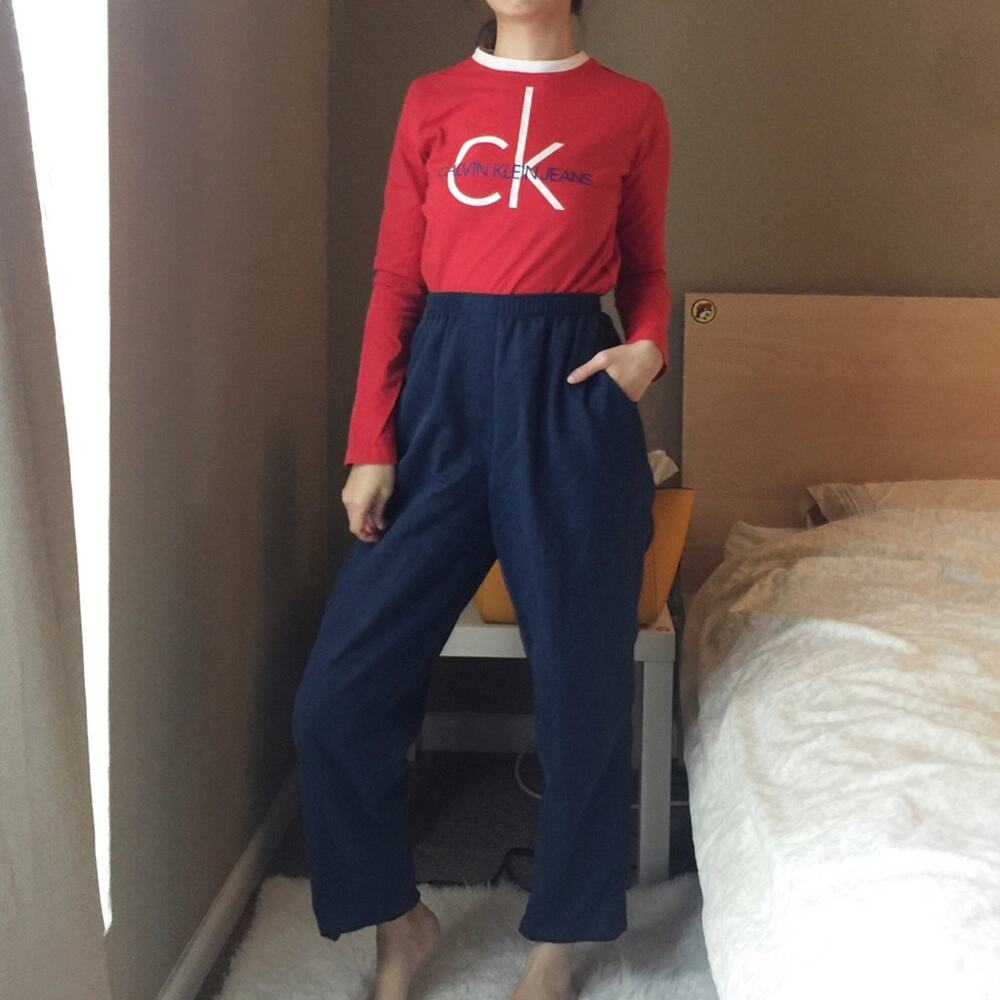 Allison Daley High Rise Trousers In Navy Blue.--NA10